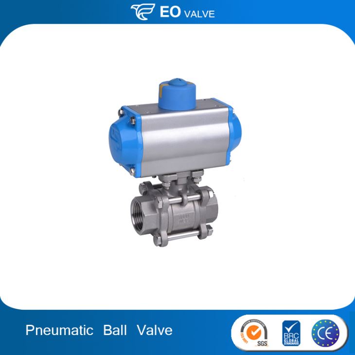 3pcs Type 2 Inch Pneumatic Actuated Stainless Steel Ball Valve