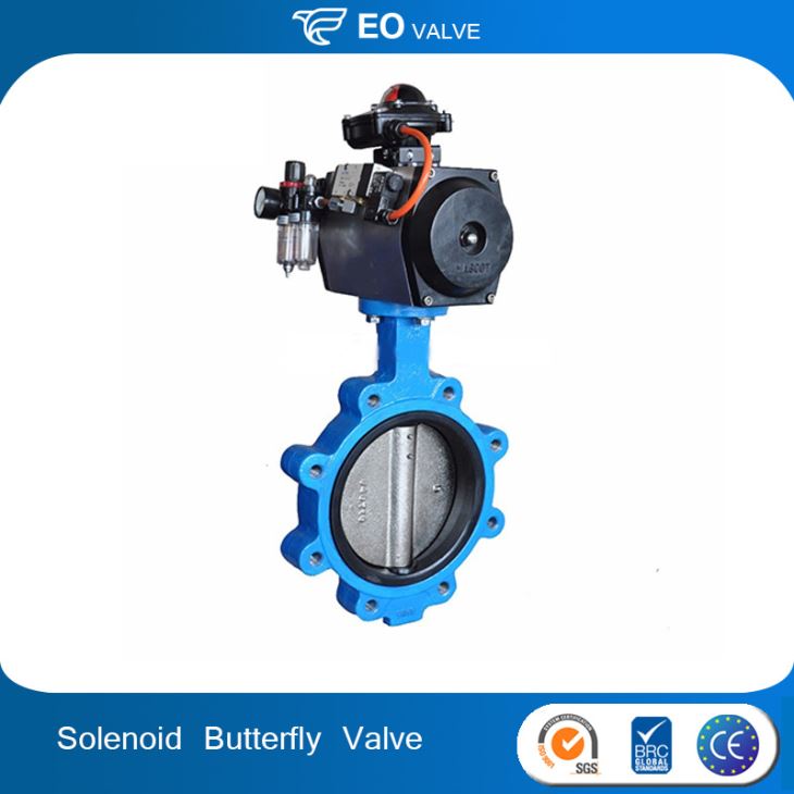 Double Effect Automatic Control Lug Butterfly Valve With Solenoid Valve