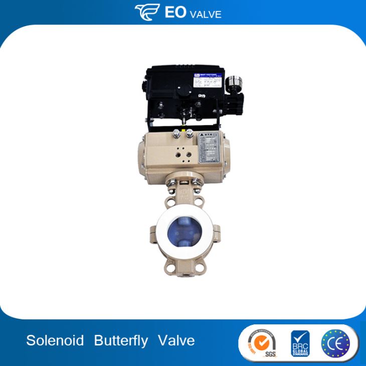 Pneumatic Actuator PTFE Corrosion Resistant Butterfly Control Valve